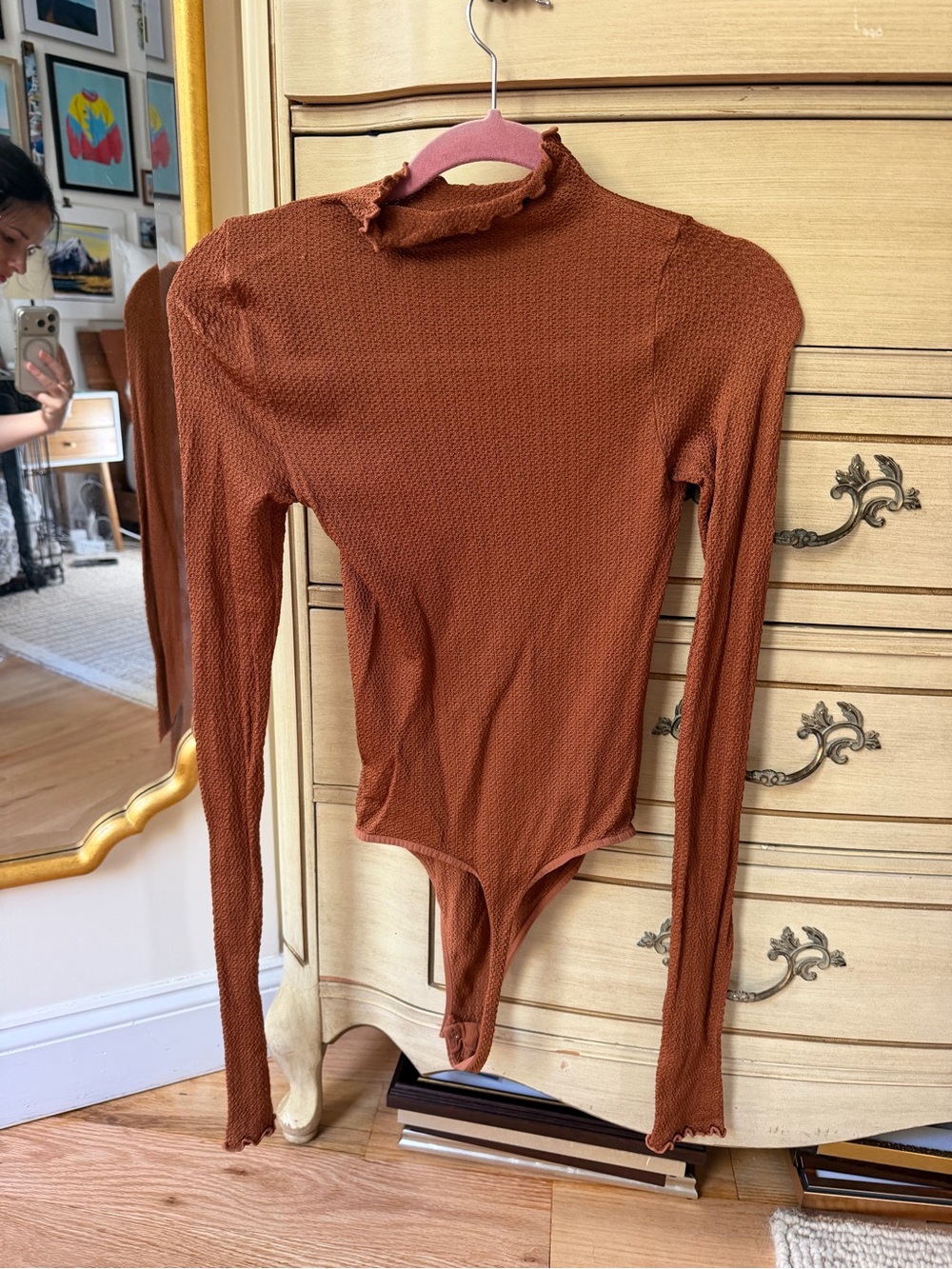 Free People Make it a Mock Neck Seamless Bodysuit in Rust